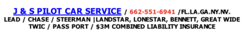J & S PILOT CAR SERVICE advertisement